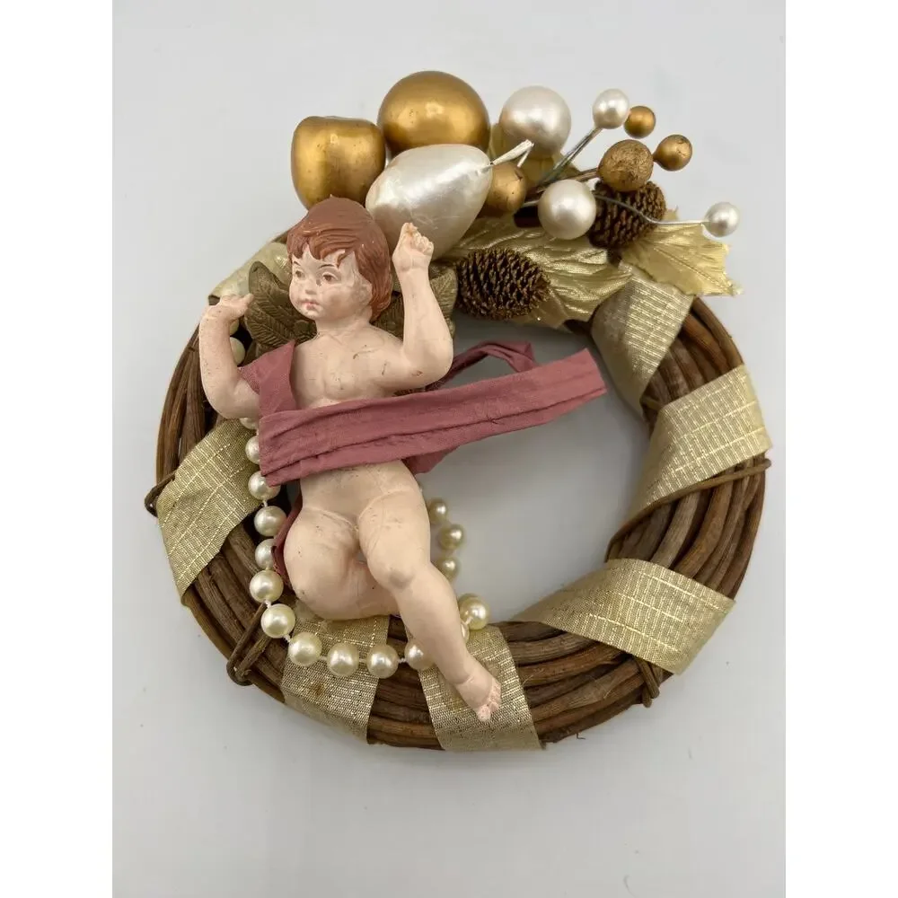 Set Of 3 Angel Wreaths 90s Vintage Pink Blue‎ Cherubs